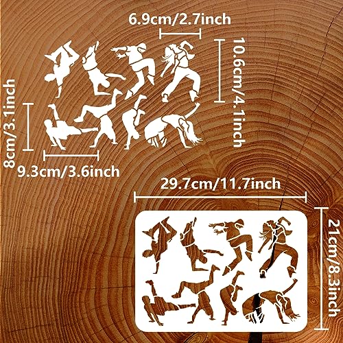 FINGERINSPIRE Break Dancer Painting Stencil 21x29.7cm Reusable Break Dance Boy Girl Drawing Decoration Template Street Dance Stencil for Painting on Wood Wall Fabric Paper Furniture - Image 2