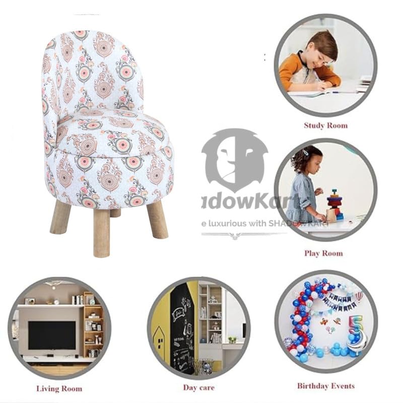 Image of Ottoman Kids pouffe Small Stool for Baby Chair Study Table Stool for Kids Room Baby Sofa Stepstool Children Cartoon Wooden Chair, 14x26 Inch, More Pankh