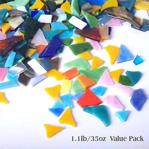 Miniatura 5 de ACADOIT Restos de vitrales irregulares piezas de vidrio catedral, azulejos de mosaico para manualidades de bricolaje, colores y formas surtidos, 1.1