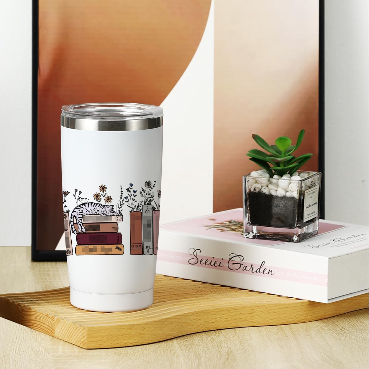 Inspired Tumbler Book Decor Book Lovers Gifts Bookish Coffee Mug Music Lover Gift for Women Coworker Appreciation Birthday Christmas 20 oz Stainless Steel Travel Cup Insulated Thermos with Lid - Image 4