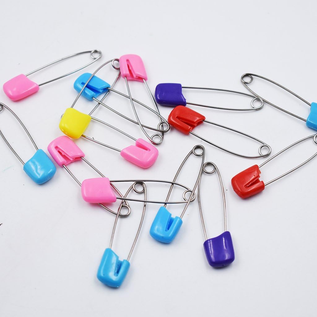 U-M pulabo Safety Pins Multi-Colored Nappy Pins Reusable Plastic Head Infant Diaper Pins 5Pcs Beautiful : Baby