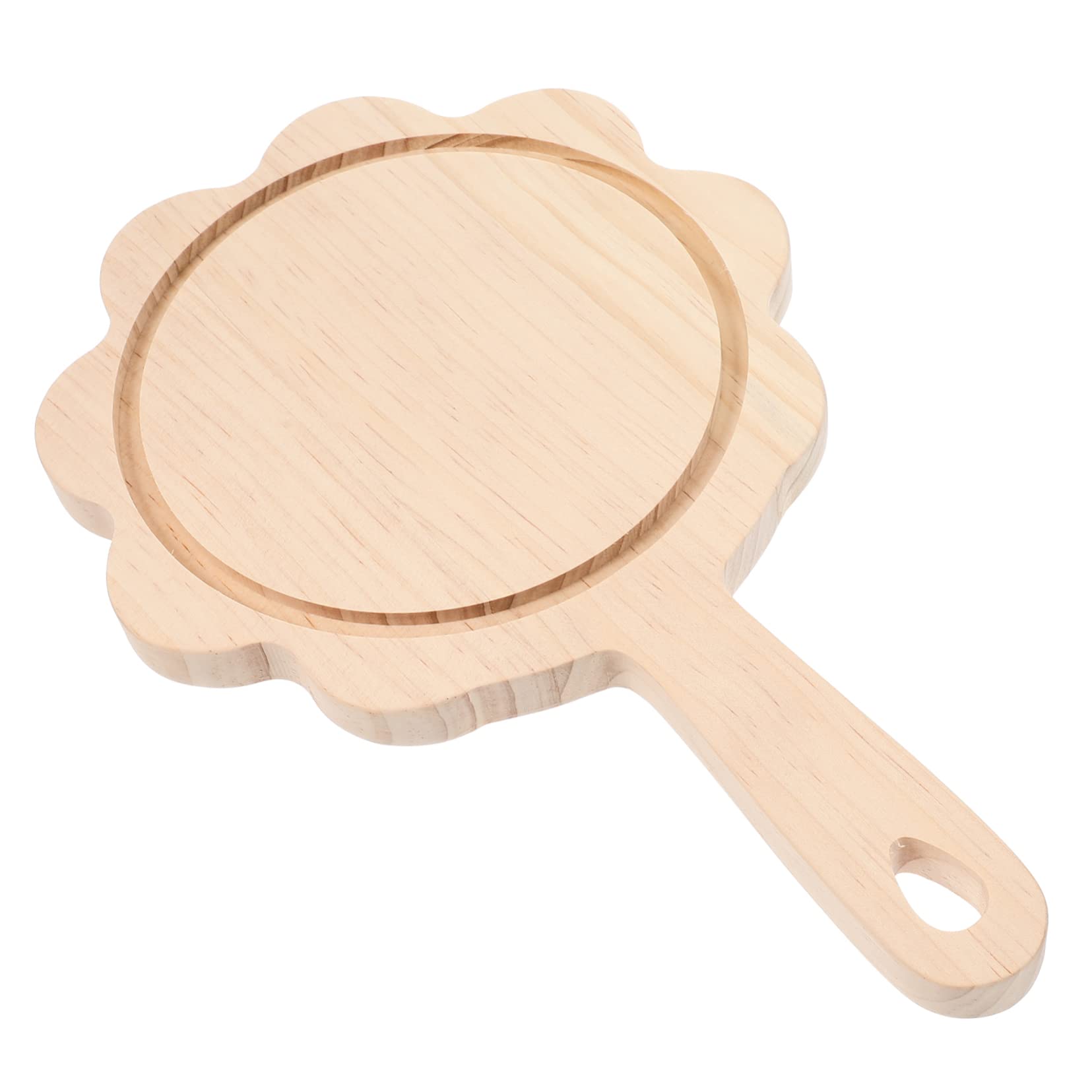 KICHOUSE Wooden Pizza Peel Round Cheese Board Pizza Serving Tray Paddle Food Serving Tray Handmade