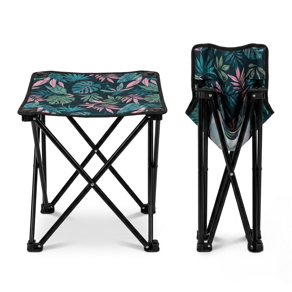 Portable Foldable Camping Stool with Heavy-Duty Iron Frame & Oxford Fabric | Mini Folding Outdoor Seat for Camping, Fishing, Picnic, Hiking & Travel-image-27