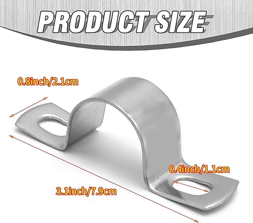 Miniatura 2 de 10 soportes de abrazadera de perno en U, soporte en forma de U de acero inoxidable 304, abrazadera de correa de tubo en U de 2 agujeros para tubería