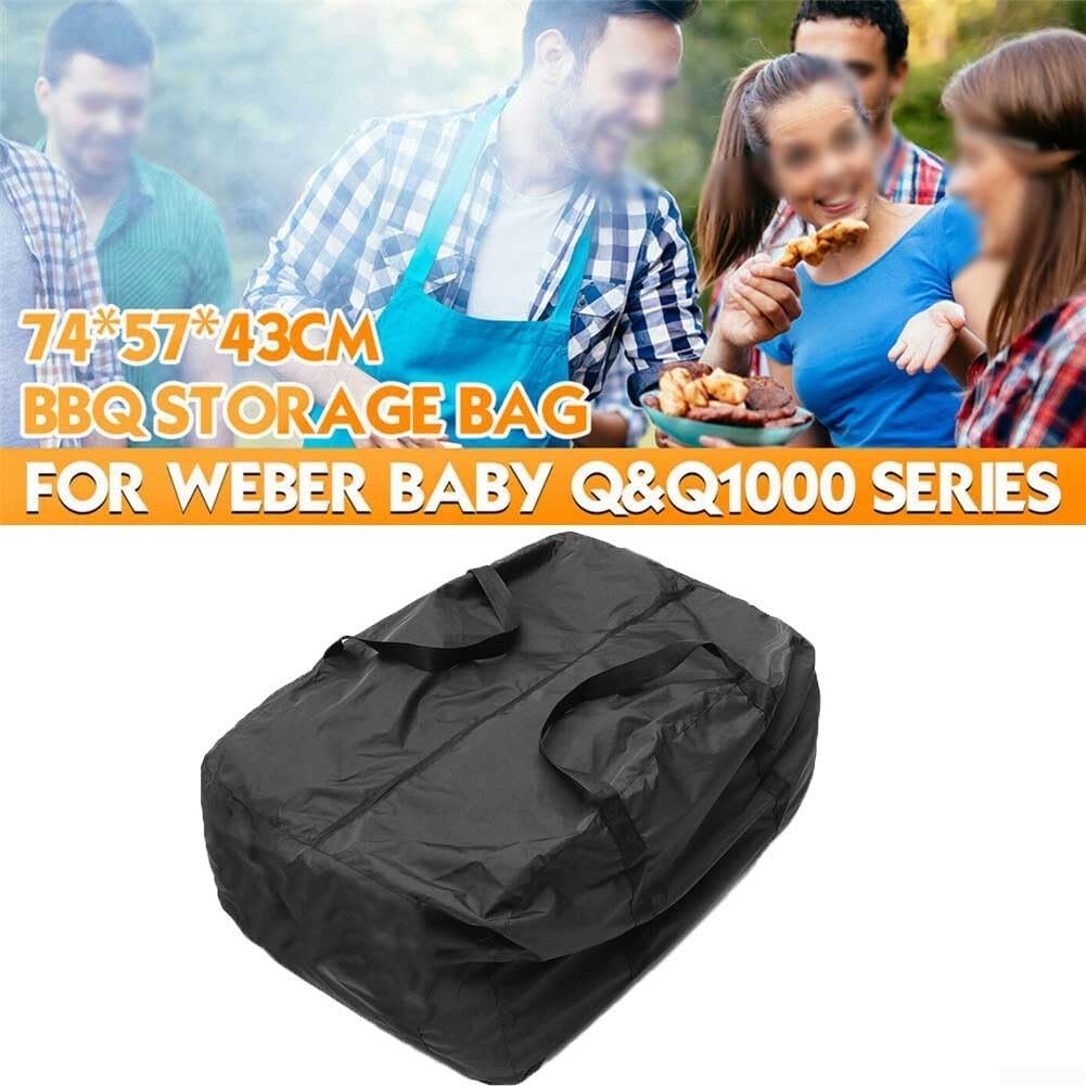 Tragbare Grillabdeckung, Grill-Aufbewahrung, wasserdichte Tasche, kompatibel mit Q&Q1000-Serie, Outdoor-Grillabdeckung für Strand, Picknick, Camping, tragbarer Holzkohlegrill, 74 x 57 x 43 cm