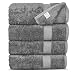 Chakir Turkish Linens Luxury Ultra Soft Bamboo 4-Piece Bath Towel Set, Gray