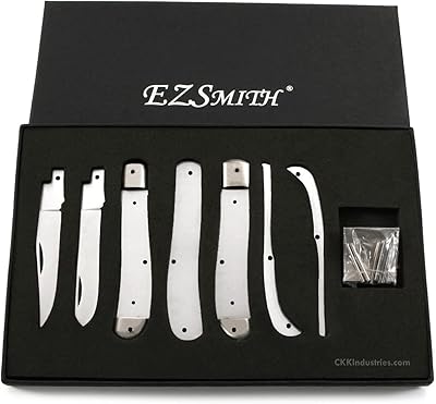 EZSMITH Knife Making Kit - Lineman Trapper - DIY Folding Slipjoint Knife - (Parts Kit) - (No Handles) - (Gift Boxed) - (USA Design) - (by KnifeKits)