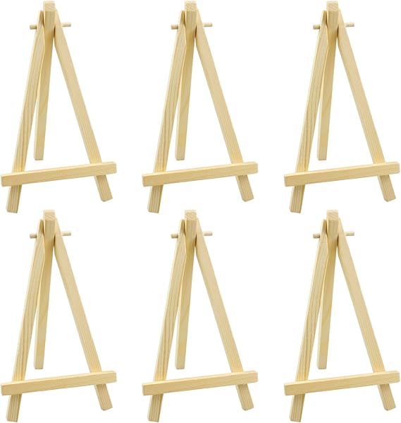 oupados 16x9 cm Wood Mini Easels Triangle Frame 6 Pcs Small Wooden