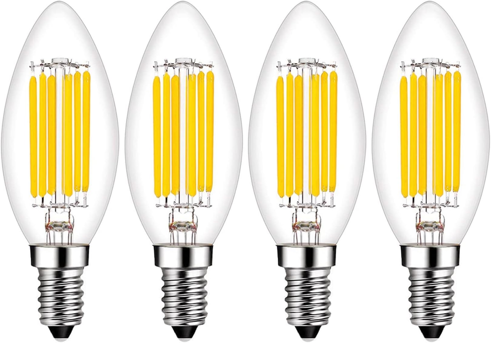 Beonllay E14 LED Bulb Dimmable 60W Equivalent 2700K Warm White, E14 Light Bulbs European Base 6W 600Lumens AC120V, E14 Edison Bulb for Turkish Lamp Light Bulb Replacement, 4 Pack