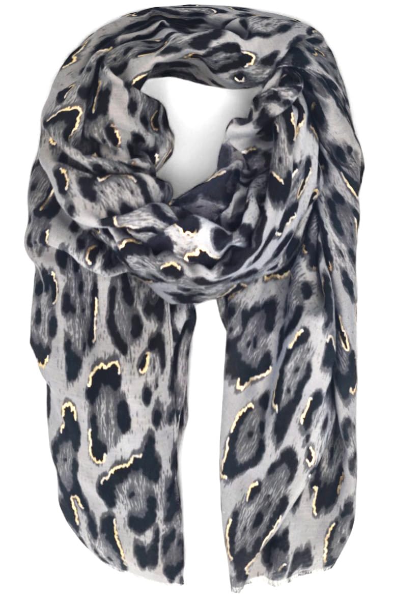 styleBREAKER Foulard triangulaire en mousseline de coton pour femme avec motif léopard 01020045, bleu clair, taille unique styleBREAKER Foulard triangulaire en mousseline de coton pour femme avec motif léopard 01020045, bleu clair, taille unique