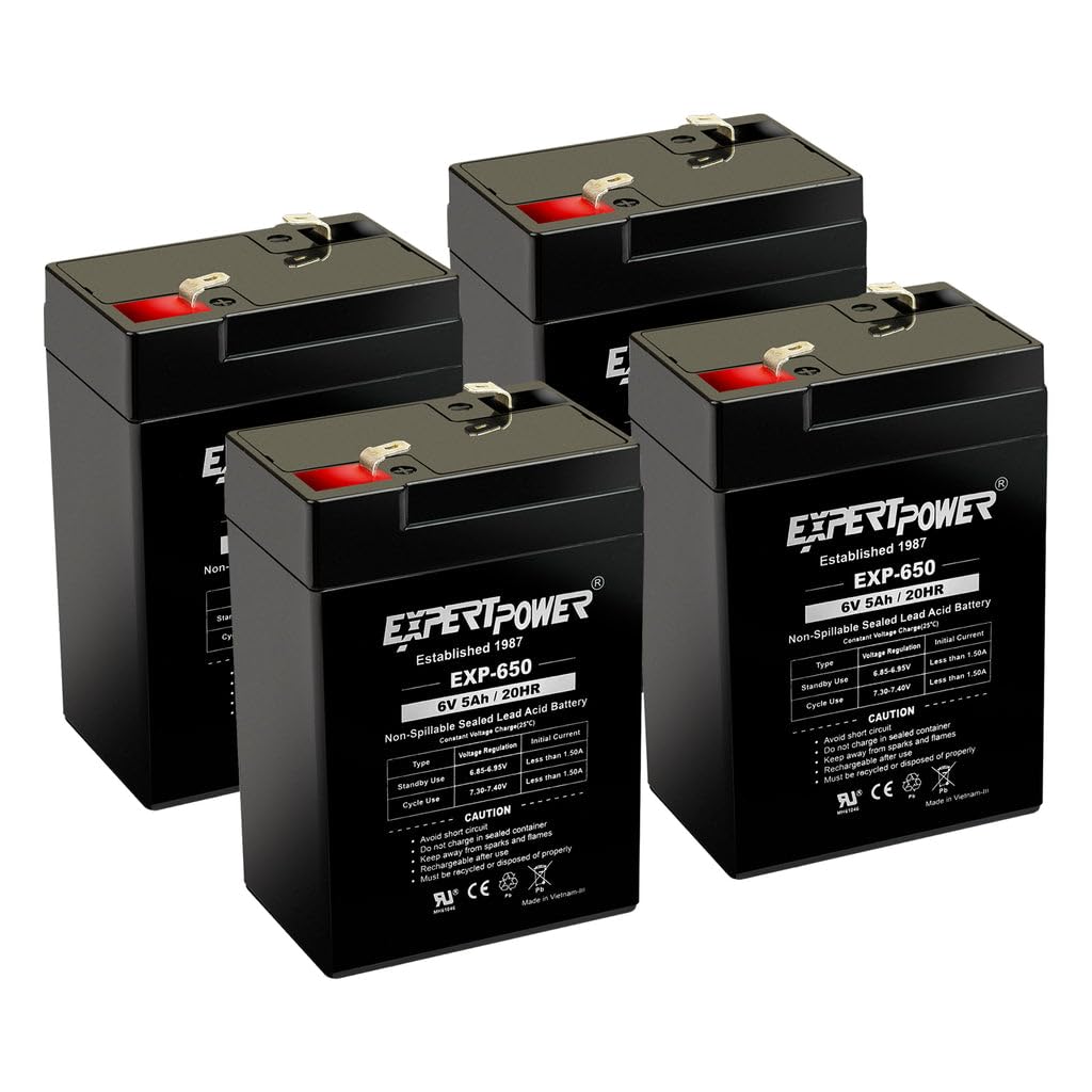 ExpertPower 6V 5Ah SLA AGM Rechargeable Battery - 4 Pack