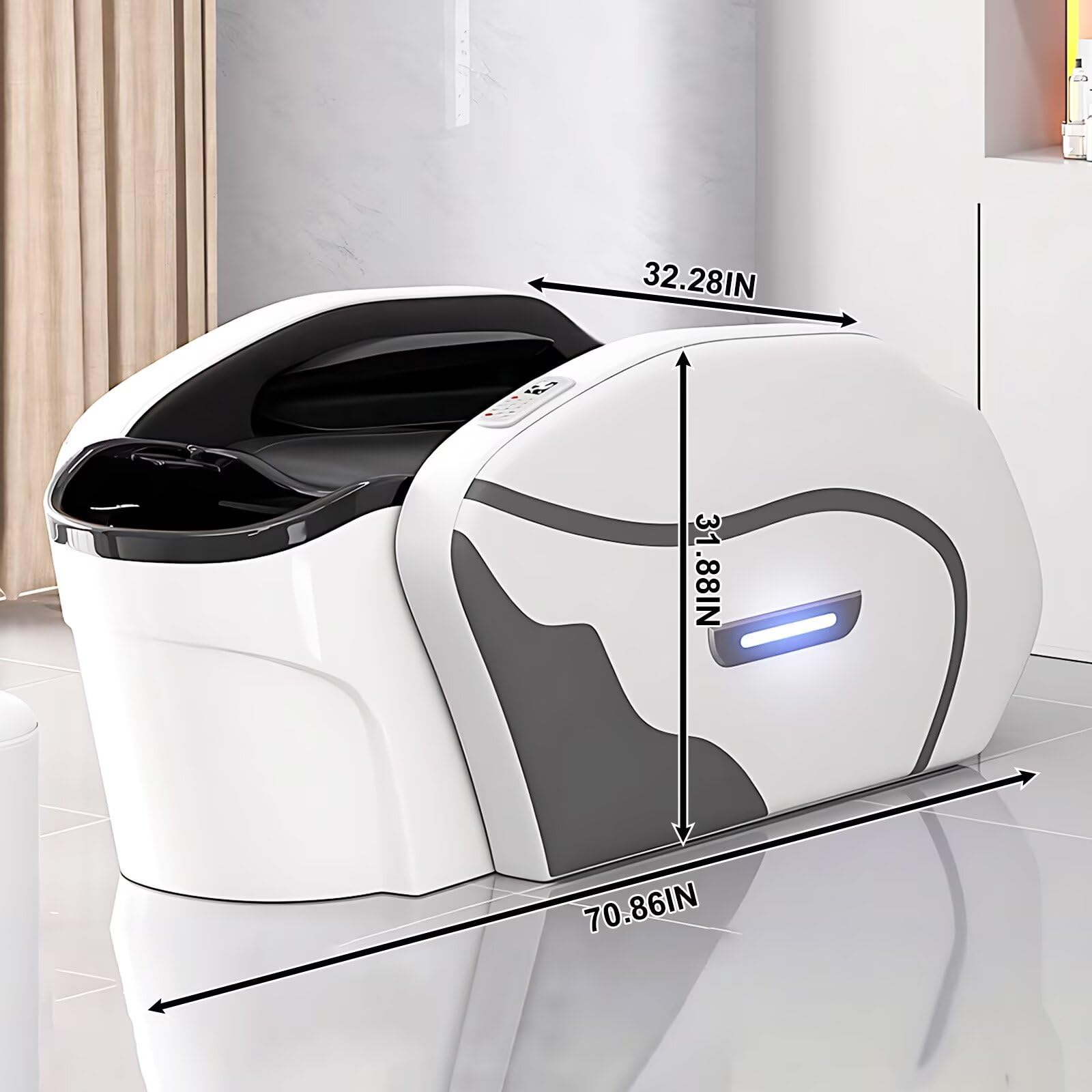 Professionelle Salon-Shampooliege, Massageliege mit Futuristisch-Minimalistischer Ambientebeleuchtung, Kopf-Spa-Ausstattung Inklusive Ganzkörpermassage, Beinlift, Acrylbecken