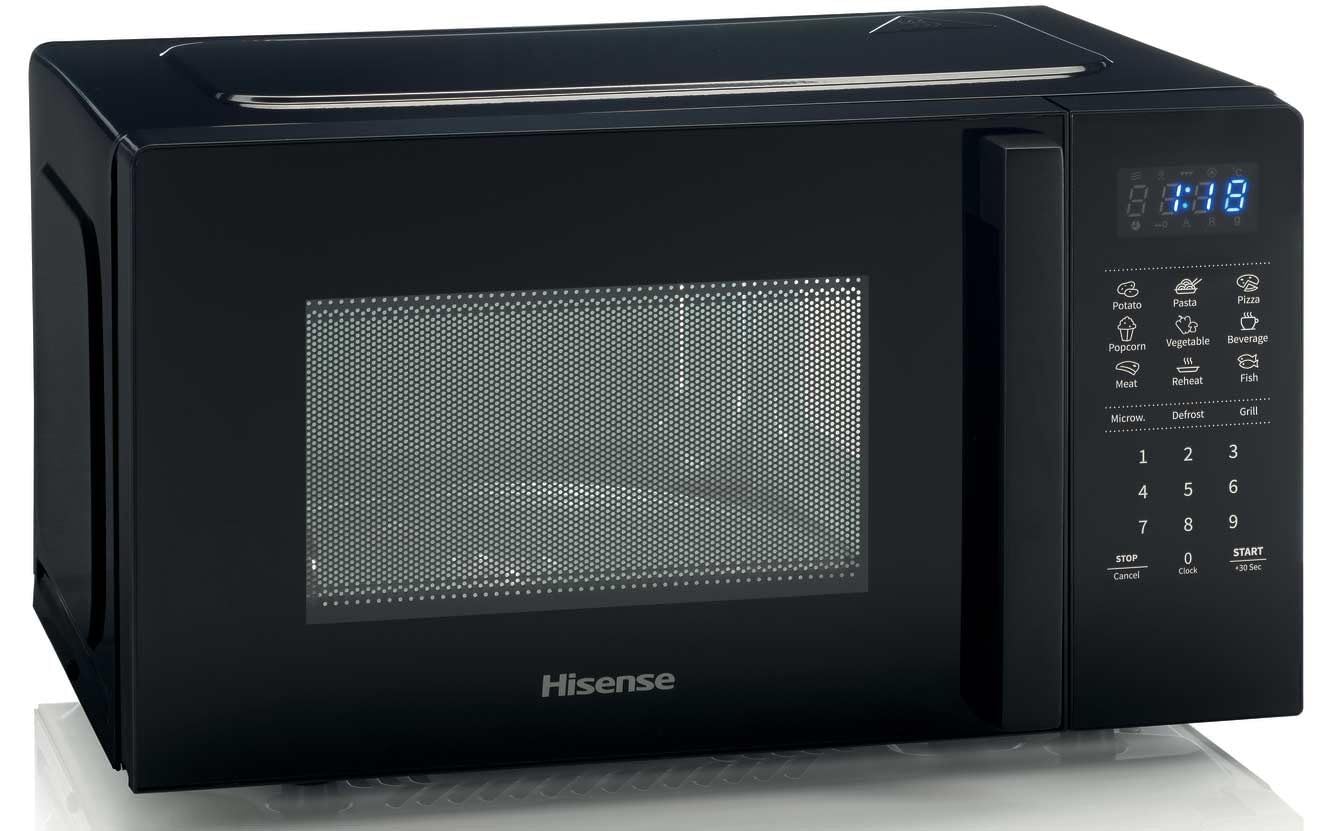 Hisense H20MOBS4HG kuchenka mikrofalowa ze sterowaniem elektronicznym, pojemność 20 l, moc 700 W, funkcja grilla 800 W, wyświetlacz LED sterowanie dotykowe, kolor czarny