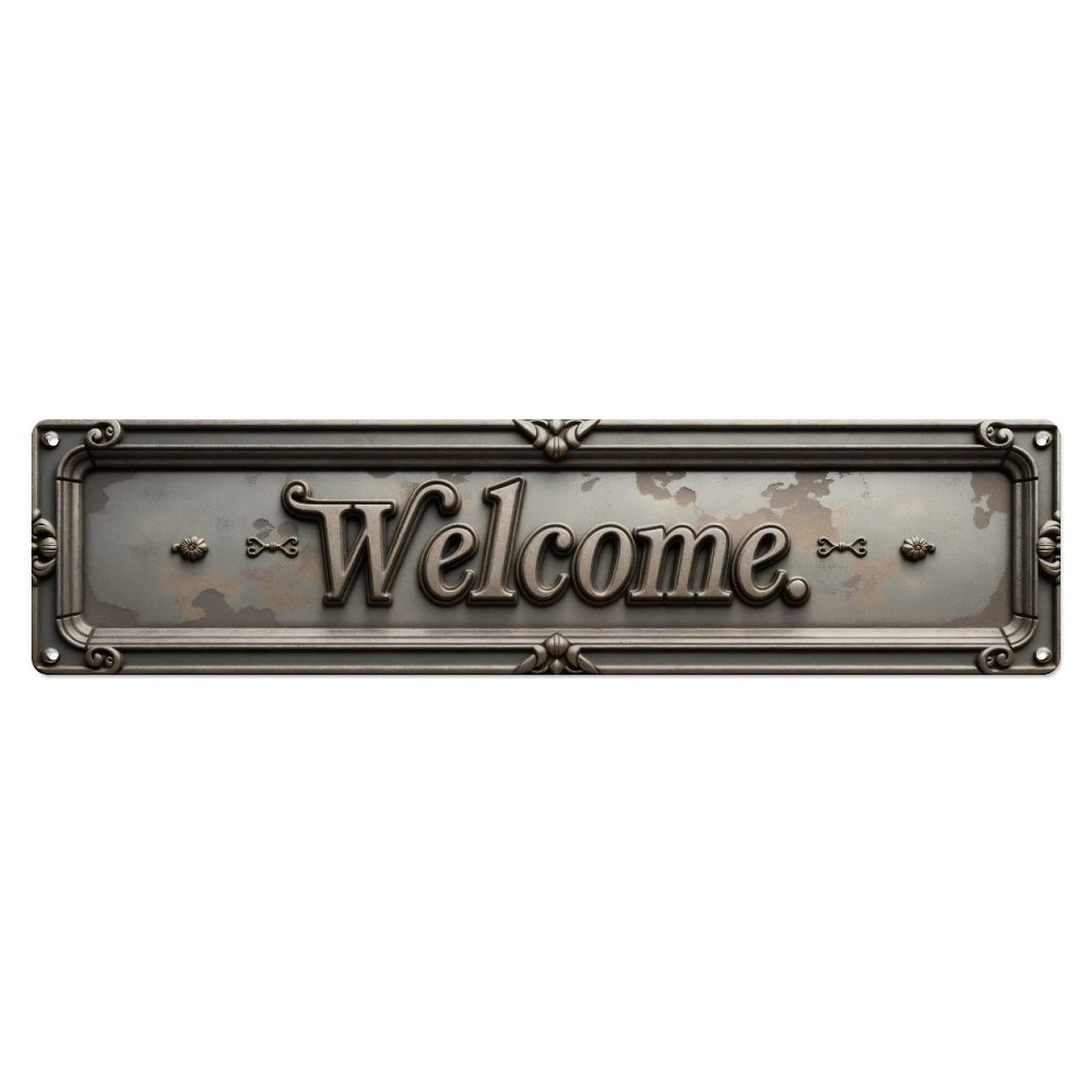 Golden Welcome Sign Pattern Metal Tin Sign Plaque