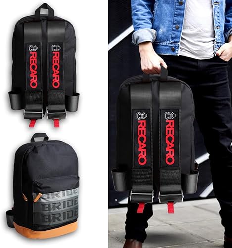 Miniatura 6 de W-POWER JDM Bride Racing Laptop Travel Backpack Brown Bottom with Adjustable Harness Straps (RECARO-BK)