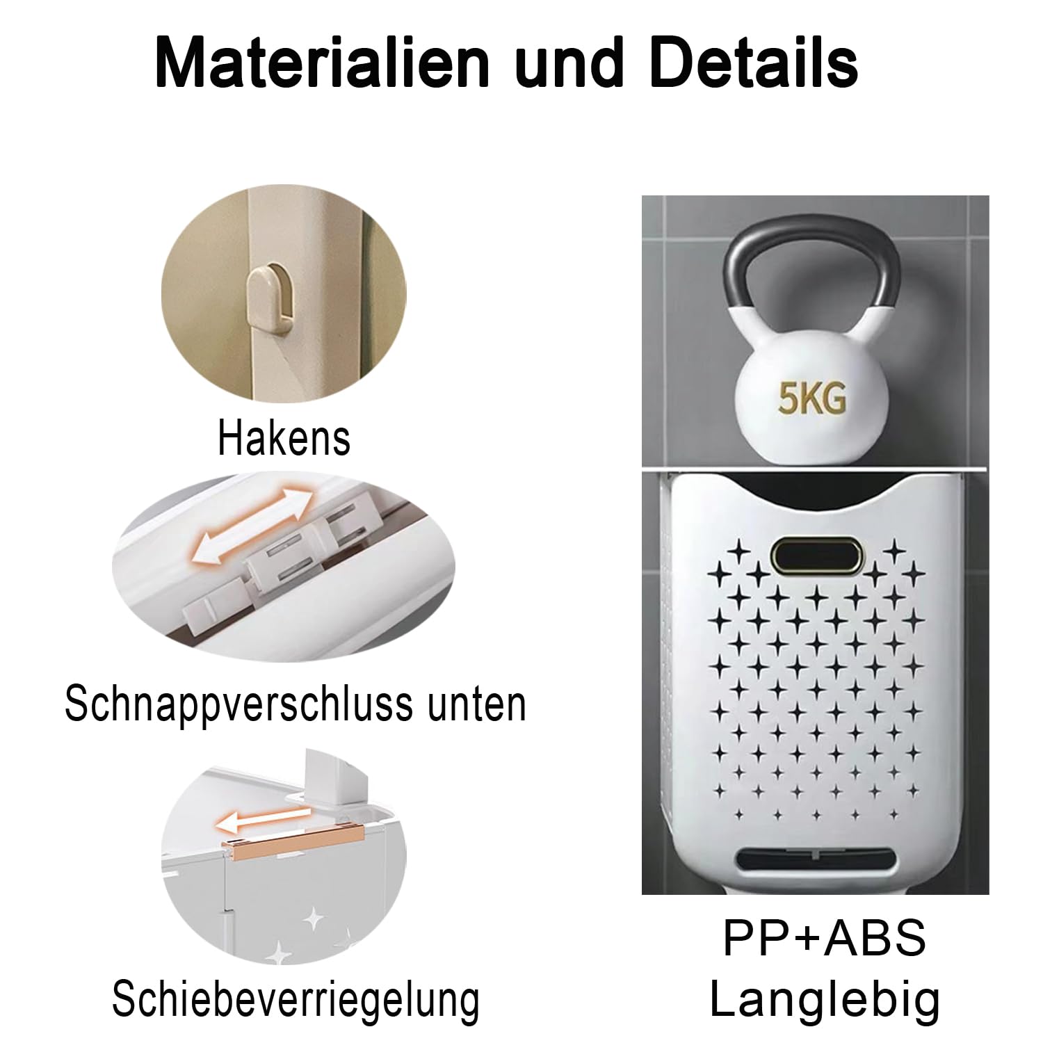 Hooha Faltbarer Wäschekorb Auf Rollen 2 Fächer Wäschekorb Plastik 77 Liter Wäschewagen für Schmutzwäsche/Spielzeug/Reinigungsmittel Aufbewahrung 34.5cm X 26cm X 75cm Storage Basket 2er Set