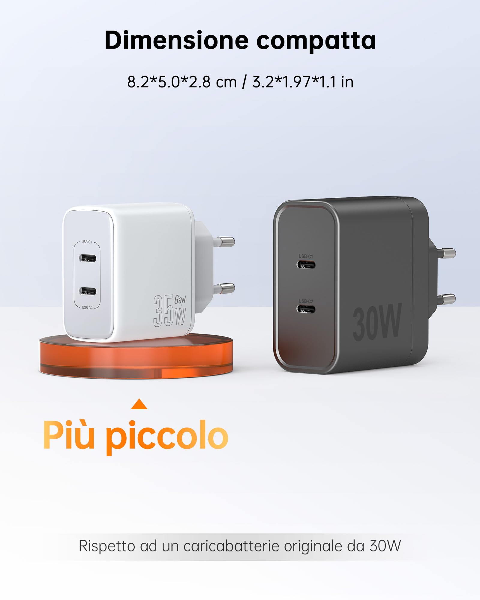 30W 2-Porte Caricatore Rapido per iPhone 14 13 12 11 Pro/Max/Mini, X XR