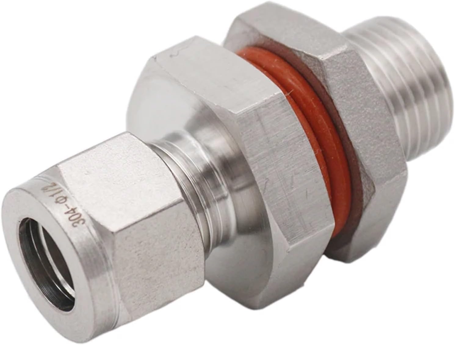 Heat Exchange Recirculatin (HERMS) Coil Weldless Bulkhead for 1/2" OD. Tube, 1/2" Male NPT x 1/2" Compression