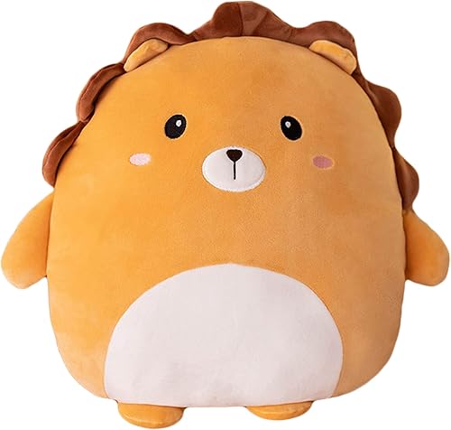 Lannery Almohada de felpa de león, juguete de peluche suave de dibujos animados, almohada para abrazar, lindo peluche de león, 16 pulgadas