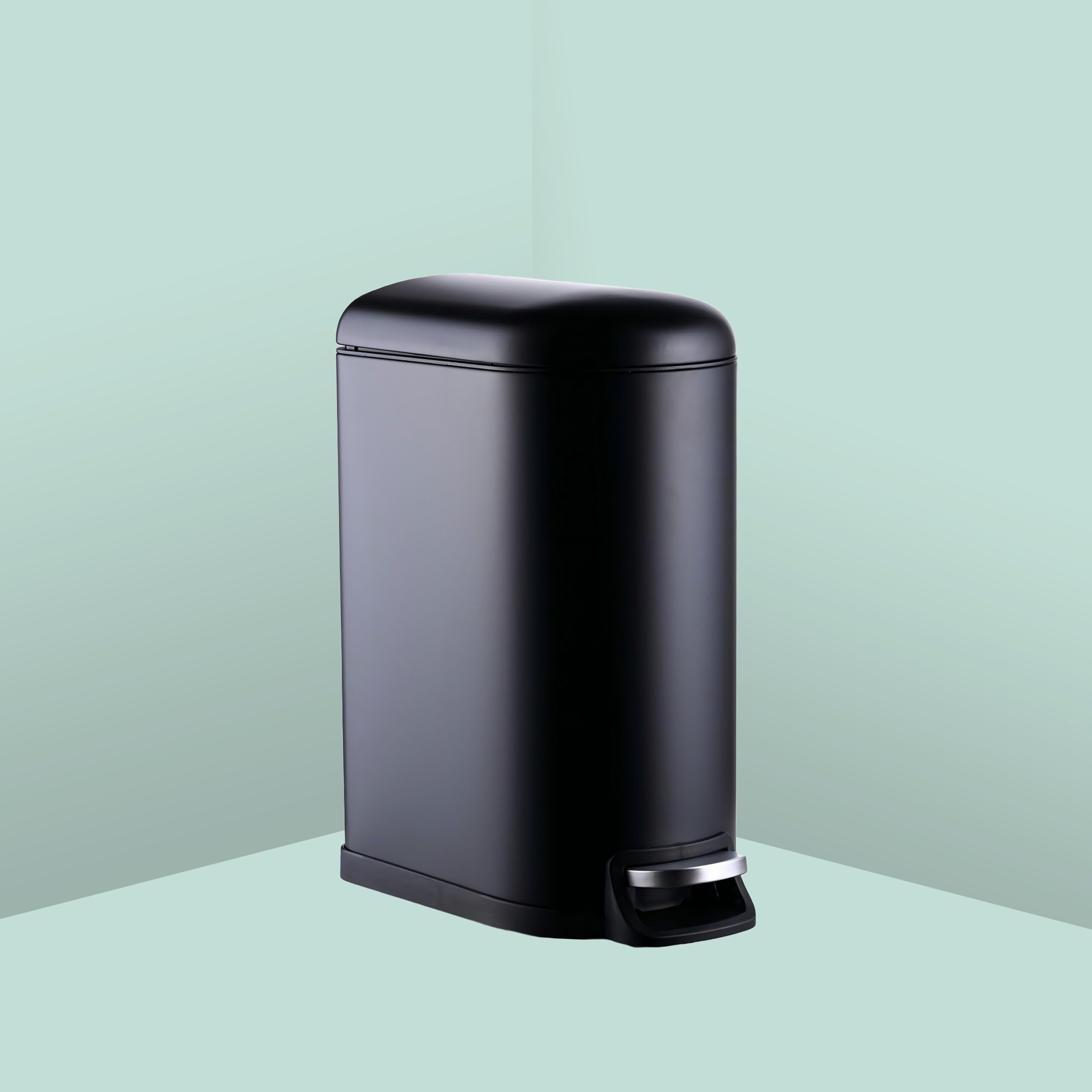 Relaxdays Cubo de Basura de 10L con Cierre Suave, Interior extraíble, Tapa y Dimensiones 39x18.5x31.5 cm, Negro
