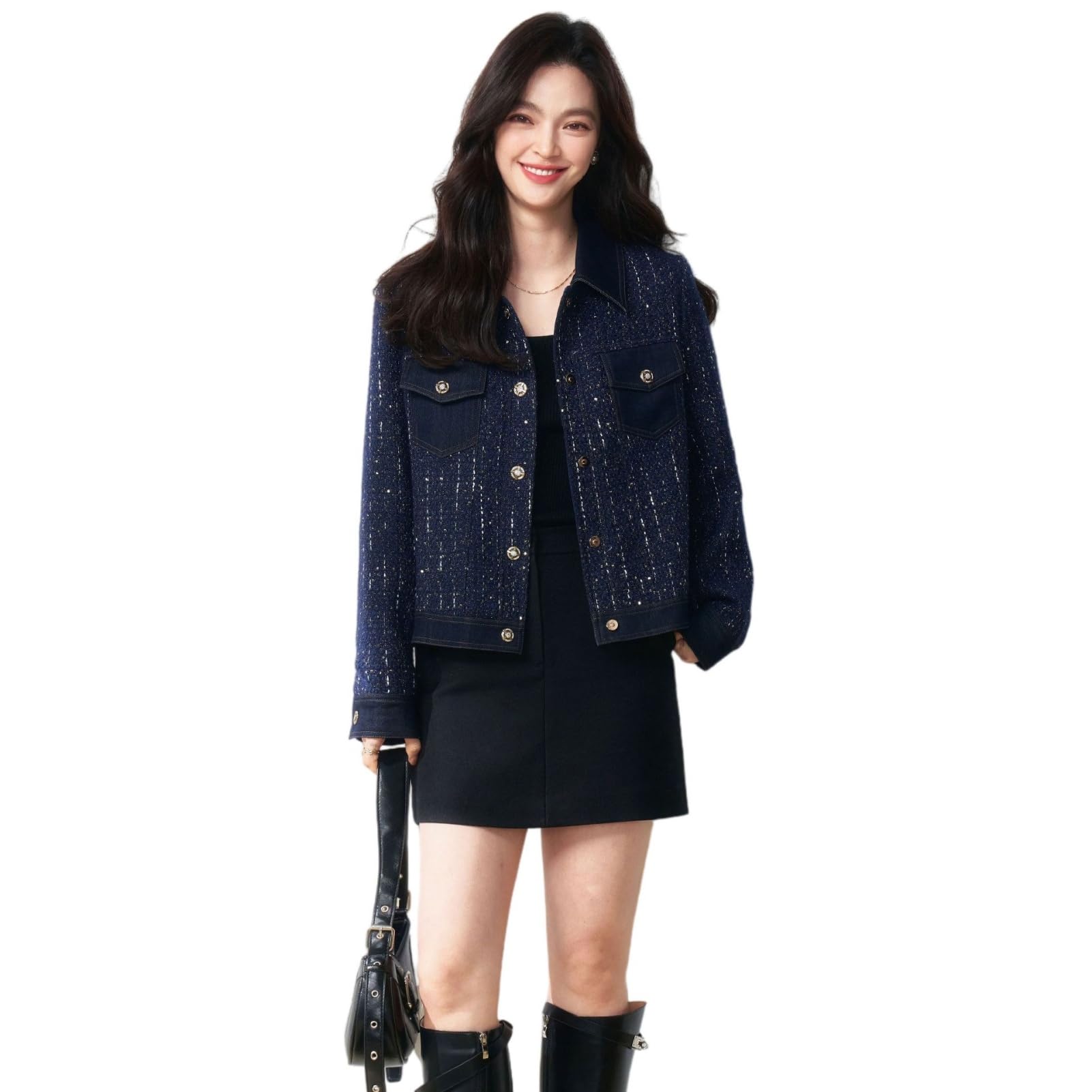 Veste en polyester patchwork pour femme idéale du bureau aux sorties - 6
