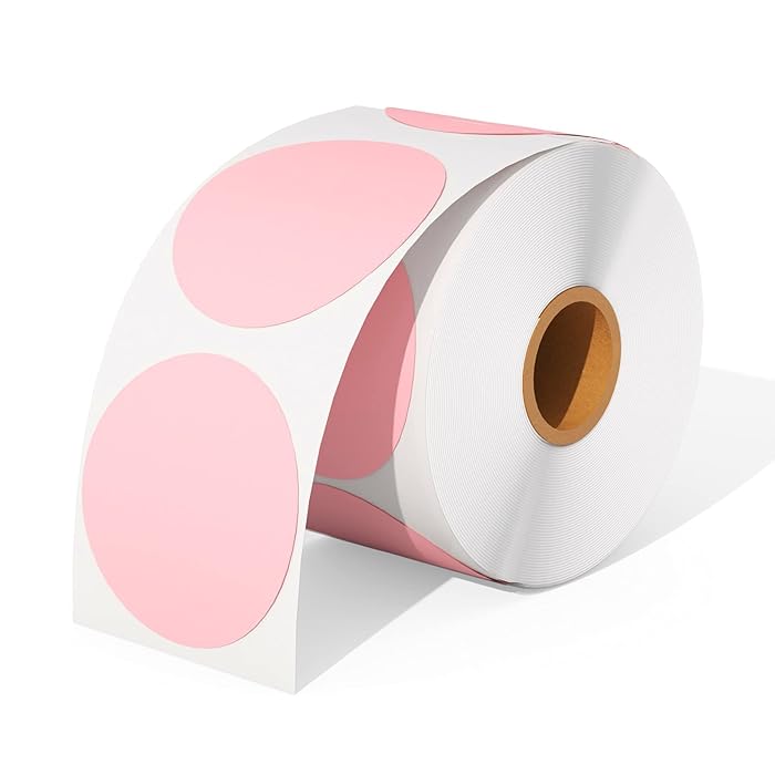 Buy Thermal Sticker Labels, 5cm Pink SelfAdhesive Round Direct Thermal