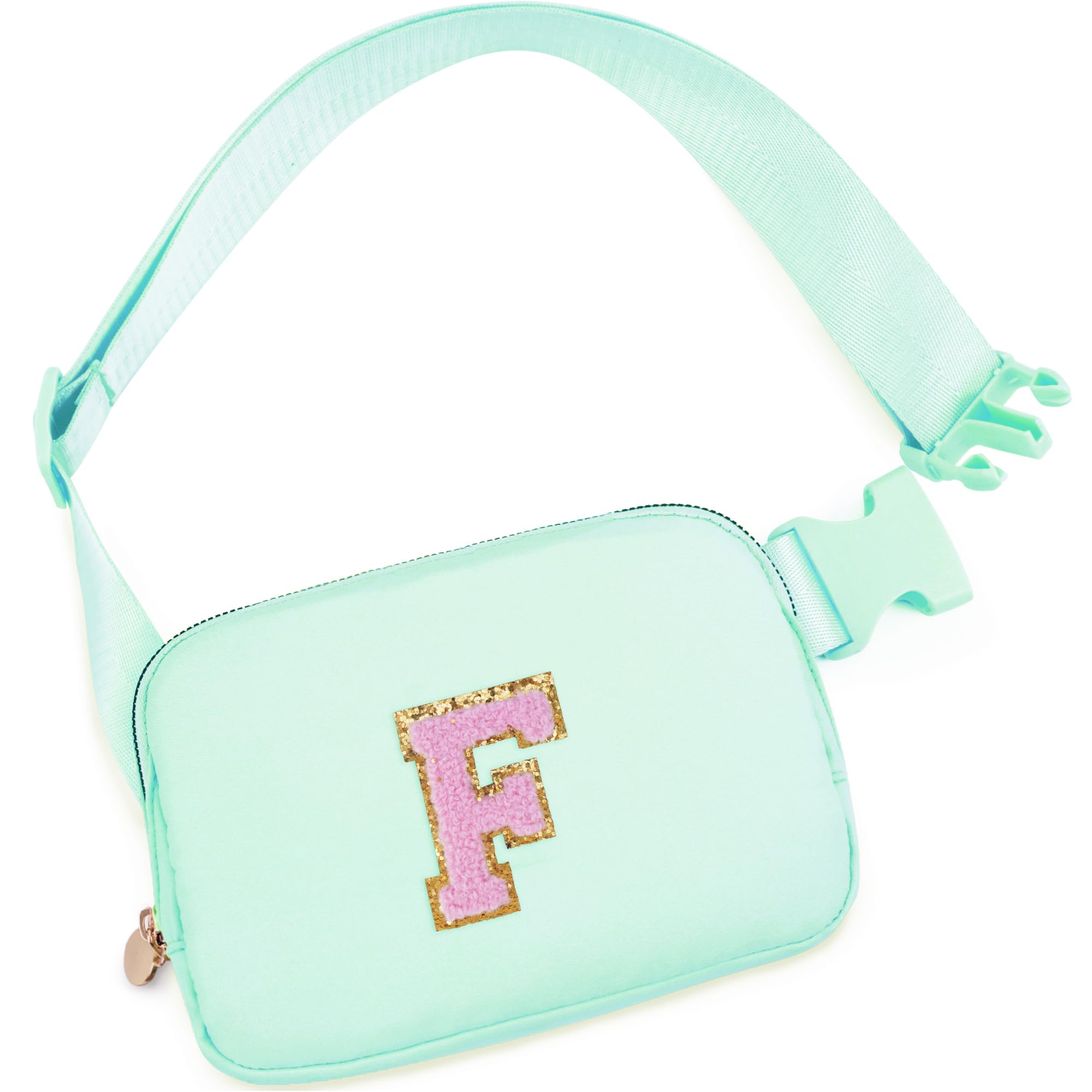 Uygafly Belt Bag Fanny Pack Crossbody Bags with Initials Letter Patch Cute Stuff Birthday Gifts for Teenager Girls Trendy Stuff for Teens | F,Light