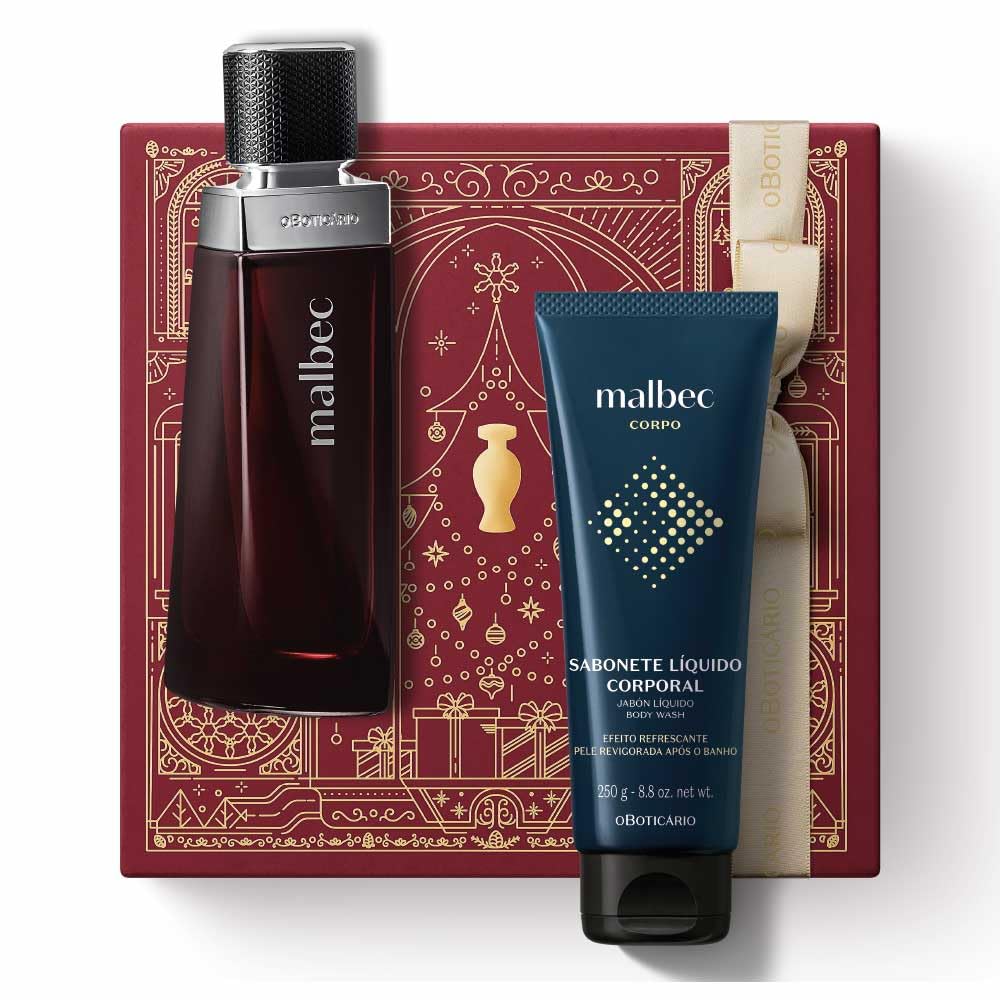 O Boticário Malbec - Cofanetto regalo da uomo, profumo EDT + gel doccia | Malbec - Cofanetto regalo da uomo, profumo EDT 100 ml + gel doccia 250 g, alcool vinico, vegano