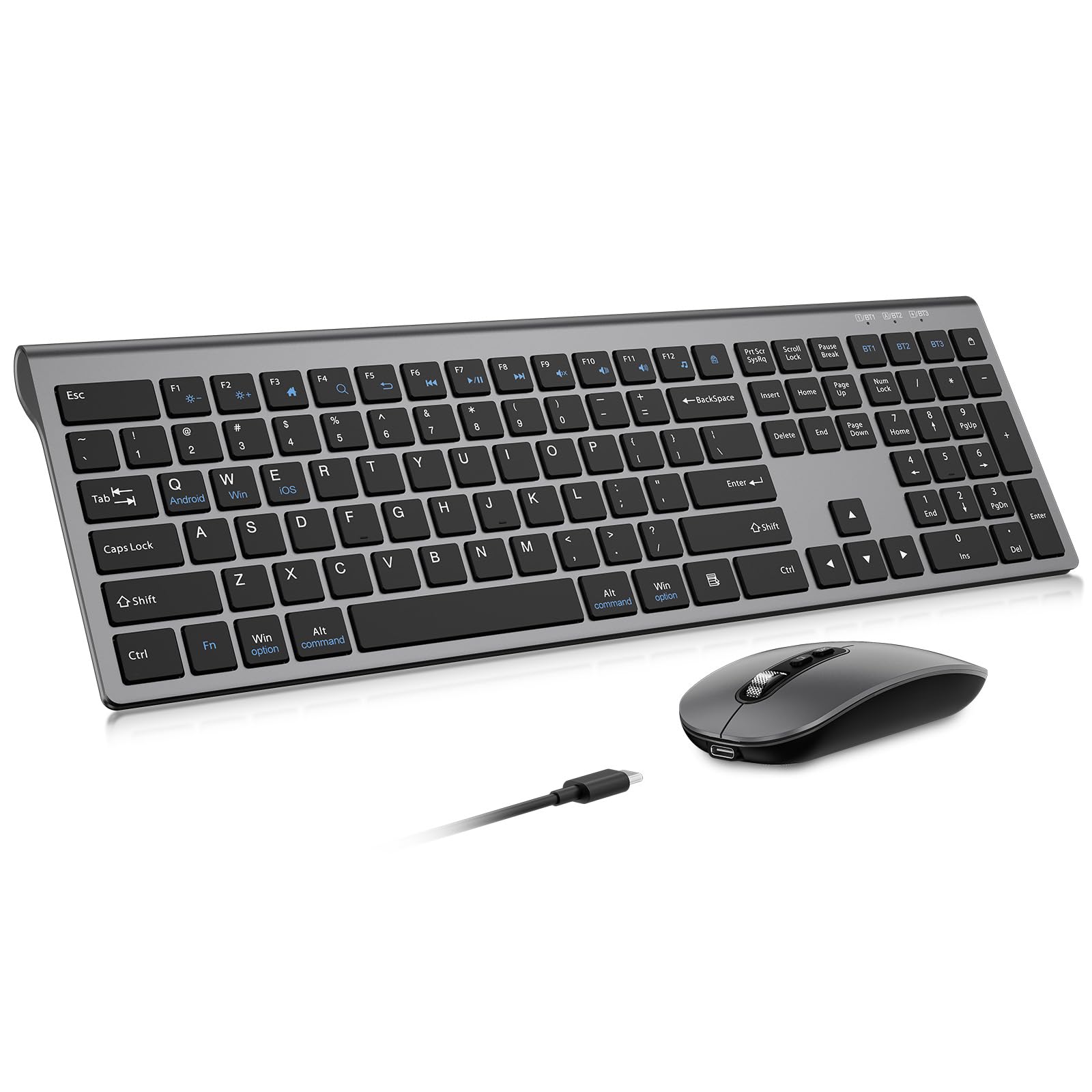 Photo 1 of Cimetech Rechargeable Wireless Bluetooth Keyboard and Mouse Combo - Gray