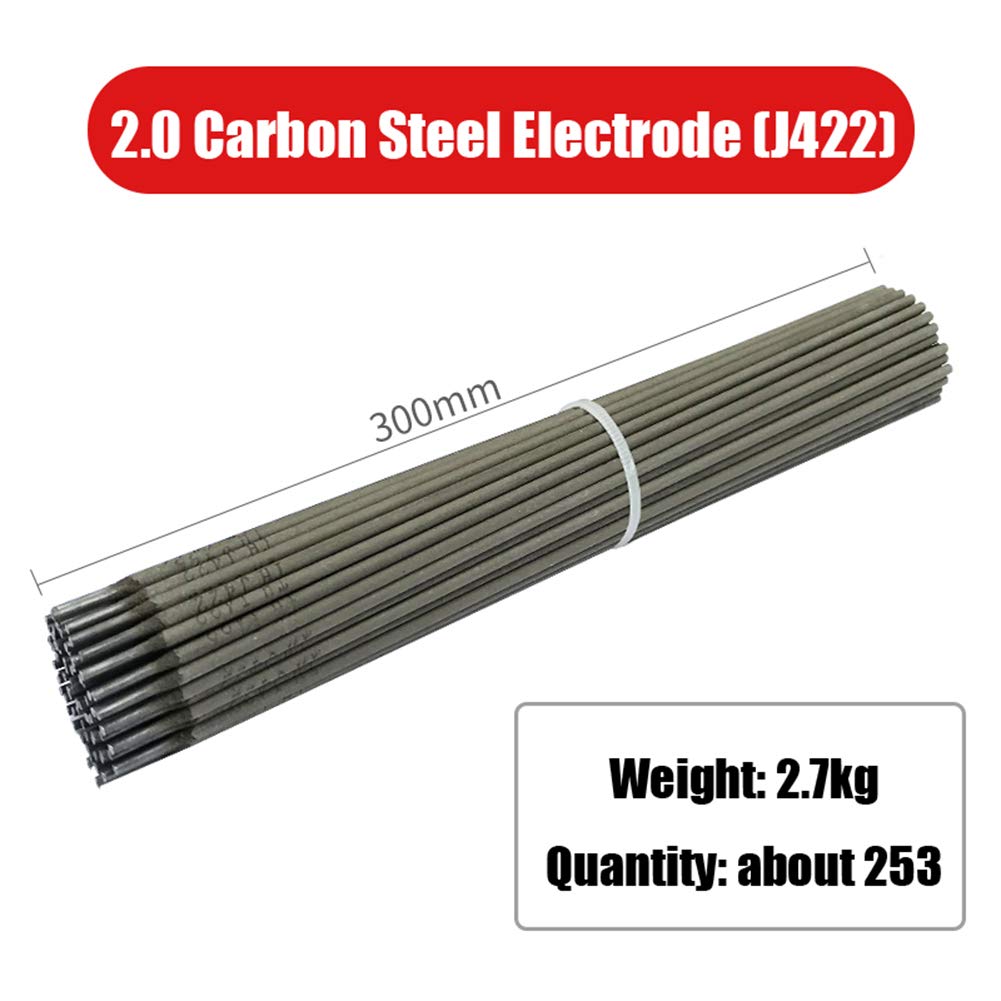 Welding Electrodes, Electrodo De Acero Al Carbono, Diámetro 2,0 * 300 Mm, Pequeño Chapoteo Escoria Fácil De Eliminar Ajustar El Empuje Arco Caliente Apto para Soldadores,2.0(2.7KG)