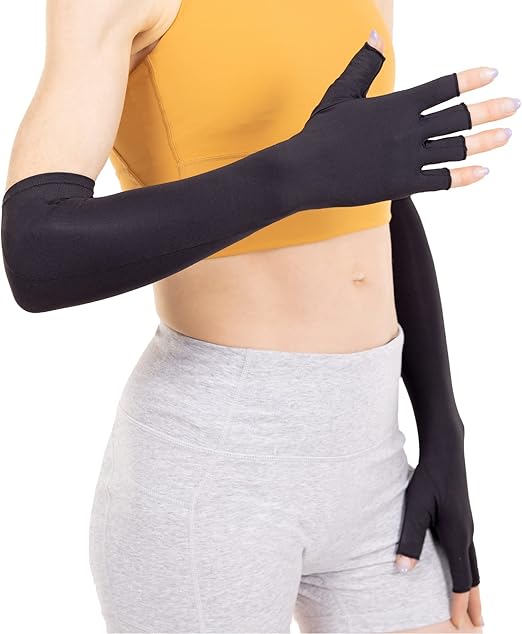 BraceAbility Compression Arthritis Gloves - Fingerless Copper Support for Carpal Tunnel and Hand Swelling Pain (Pack of 2)