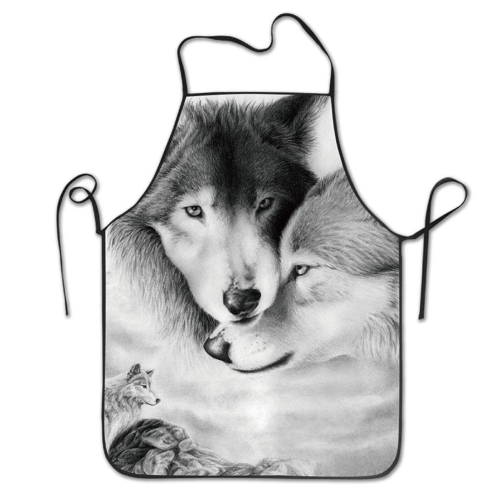 hgfjghf Animal Wolves Adjustable Bib Apron Adult Home Kitchen Apron Chef Apron For Men And Women