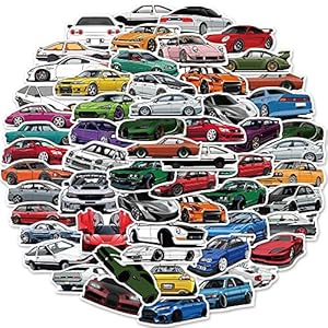 50 Pcs Racing Cars Stickers, Cool JDM Sports Car Sticker Pack for Fans Kids Teens Adult, Durable Aesthetic Decals for Laptop Skateboard Water Bottle Bicycle Motorbike Car Computer Scrapbook