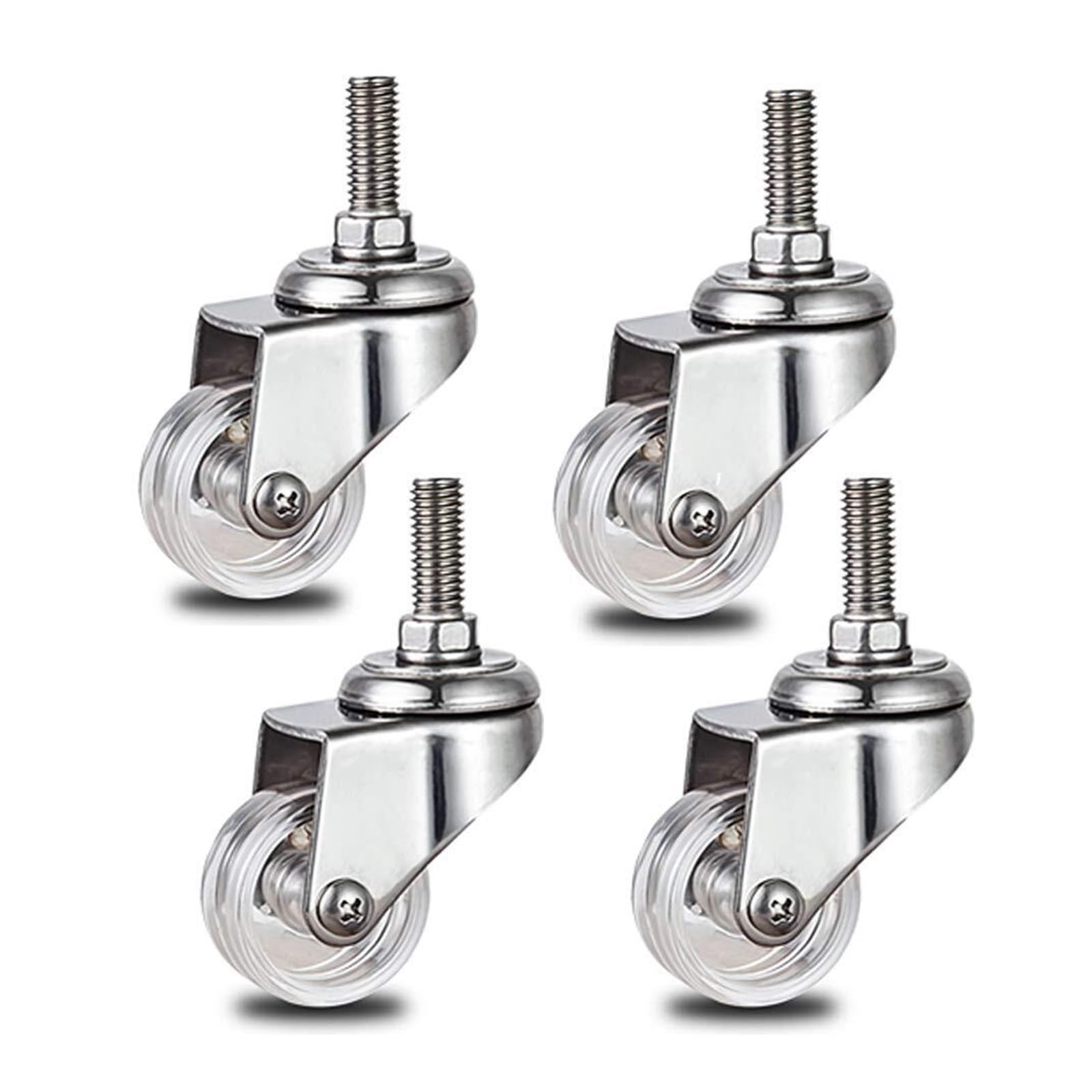 GYRAZXS Heavy Duty Transparent PC Furniture Casters Pack of 4 Swivel Metal Stem Castor Wheels for Workbench