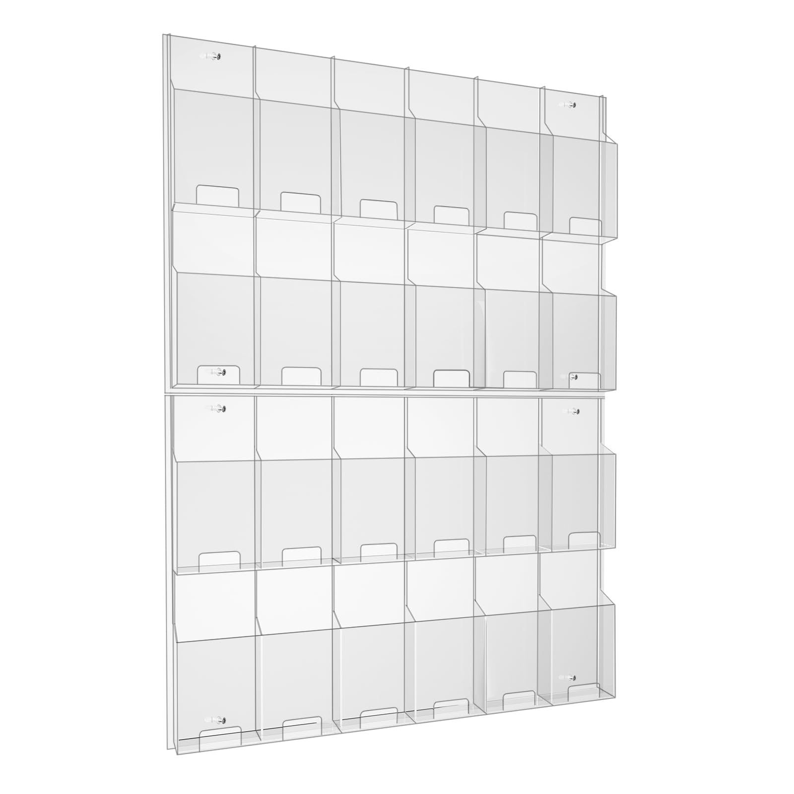 Acrylic Brochure Pamphlet Holder, 24 Clear Wall Mount Display Holders, Trifold Flyer Rack, Literature Storage Rack for Home, Offices, Waiting Room