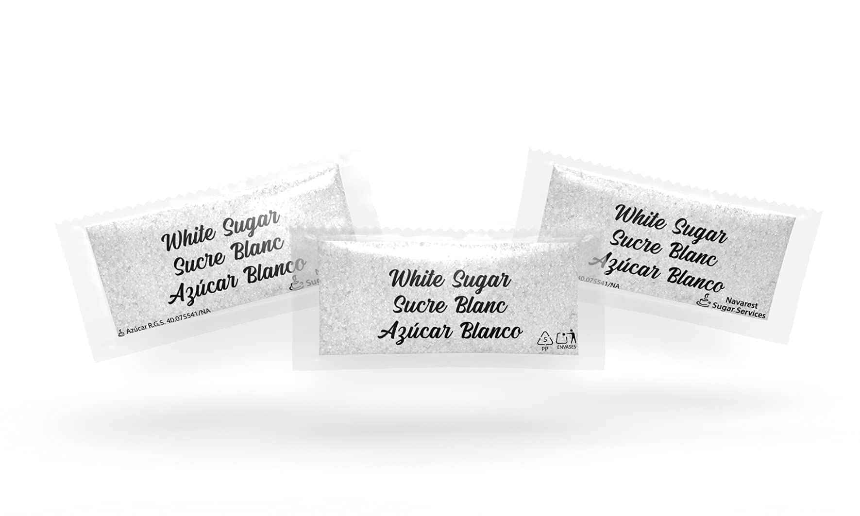 Sucre blanc en sachets individuals 1000 pieces 3g. Monodosis en film de protection 100% recyclable