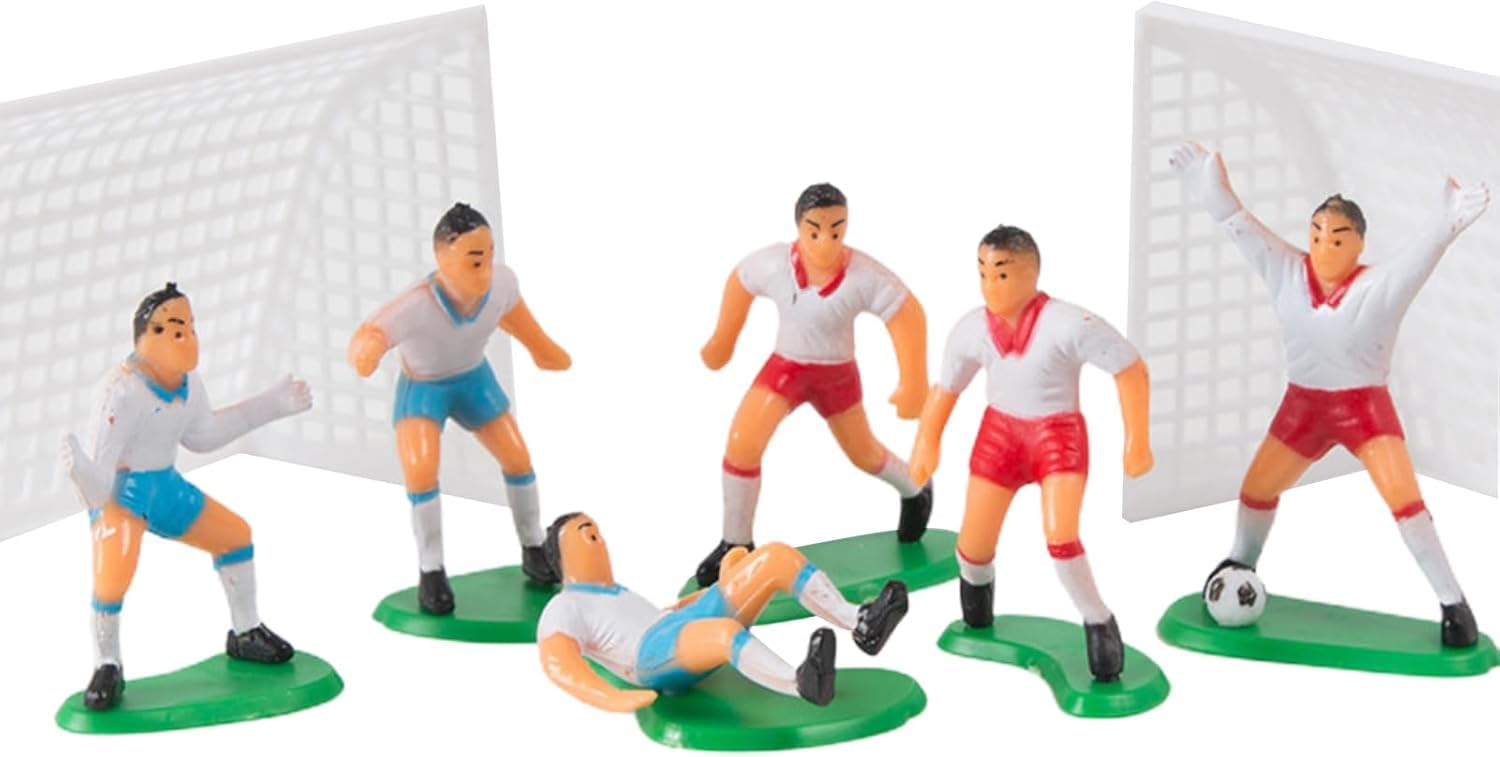 1Set 9 Pcs White Soccer Cake Toppers Plastic Soccer Players Toy Football World Cup Party Cake Decorations Cake Toppers Cooking and Baking