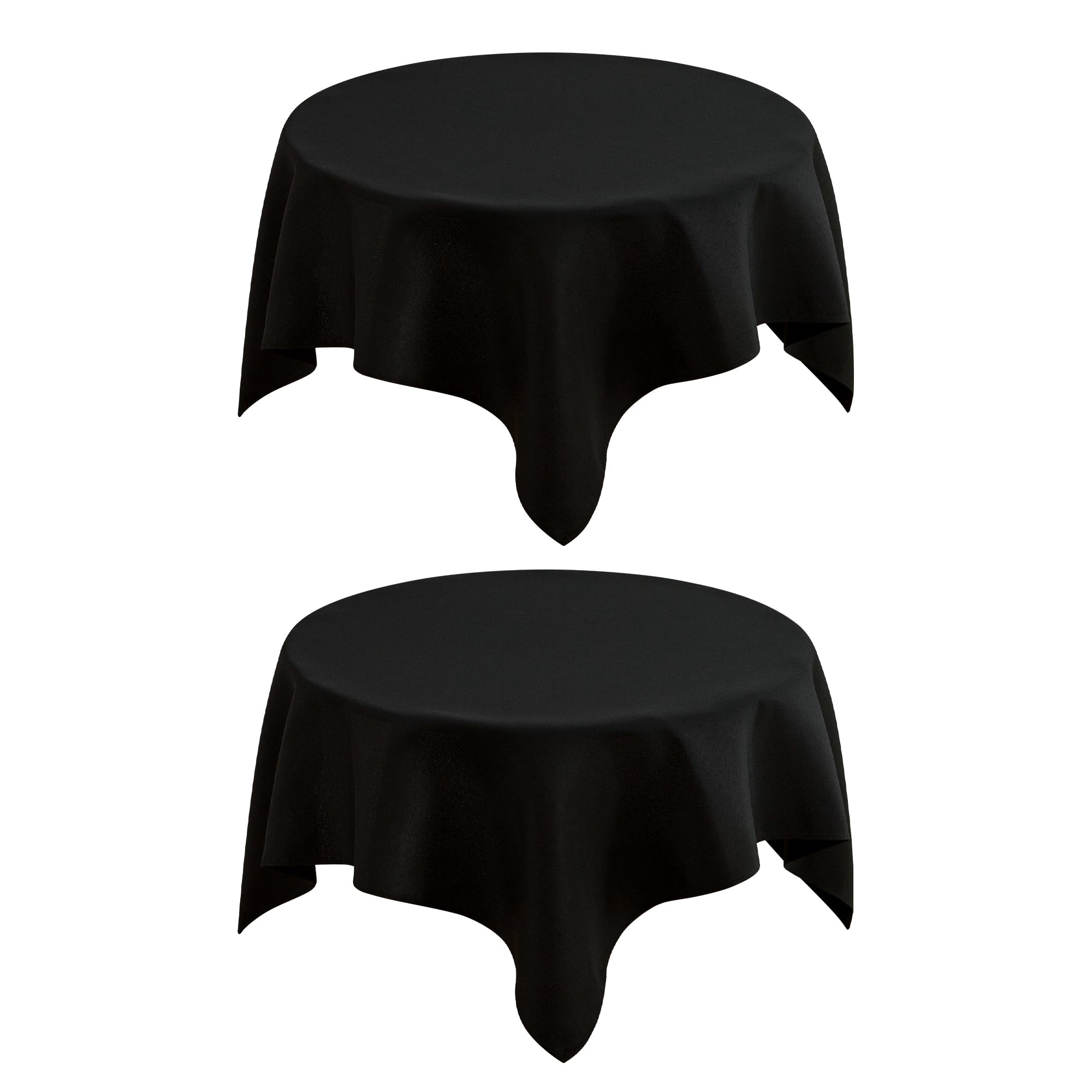 mylacerhome 2 Pack Small Square Table Cloth 36X36 Inch Black Washable Fabric Tablecloth Polyester Solid Table Cover for Night Stand End Table Side