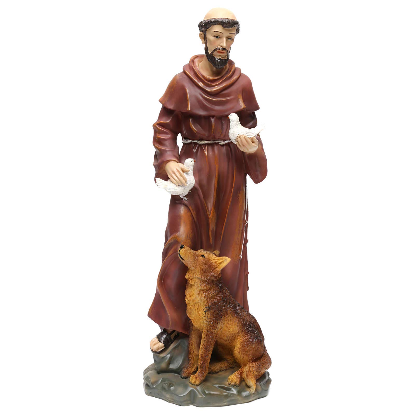 Holyart Statue in resina e PVC: San Francesco con lupo 50 cm resina