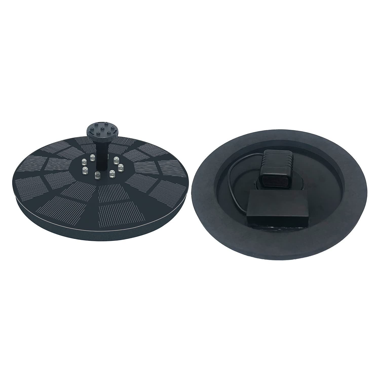 Pompa Solare per Acqua con Pannello Solare da 3 W e Batteria di Backup da 1600 mAh - Fontana Galleggiante con 7 Motivi di Spruzzo e Illuminazione a LED - Pompa Esterna Automatica
