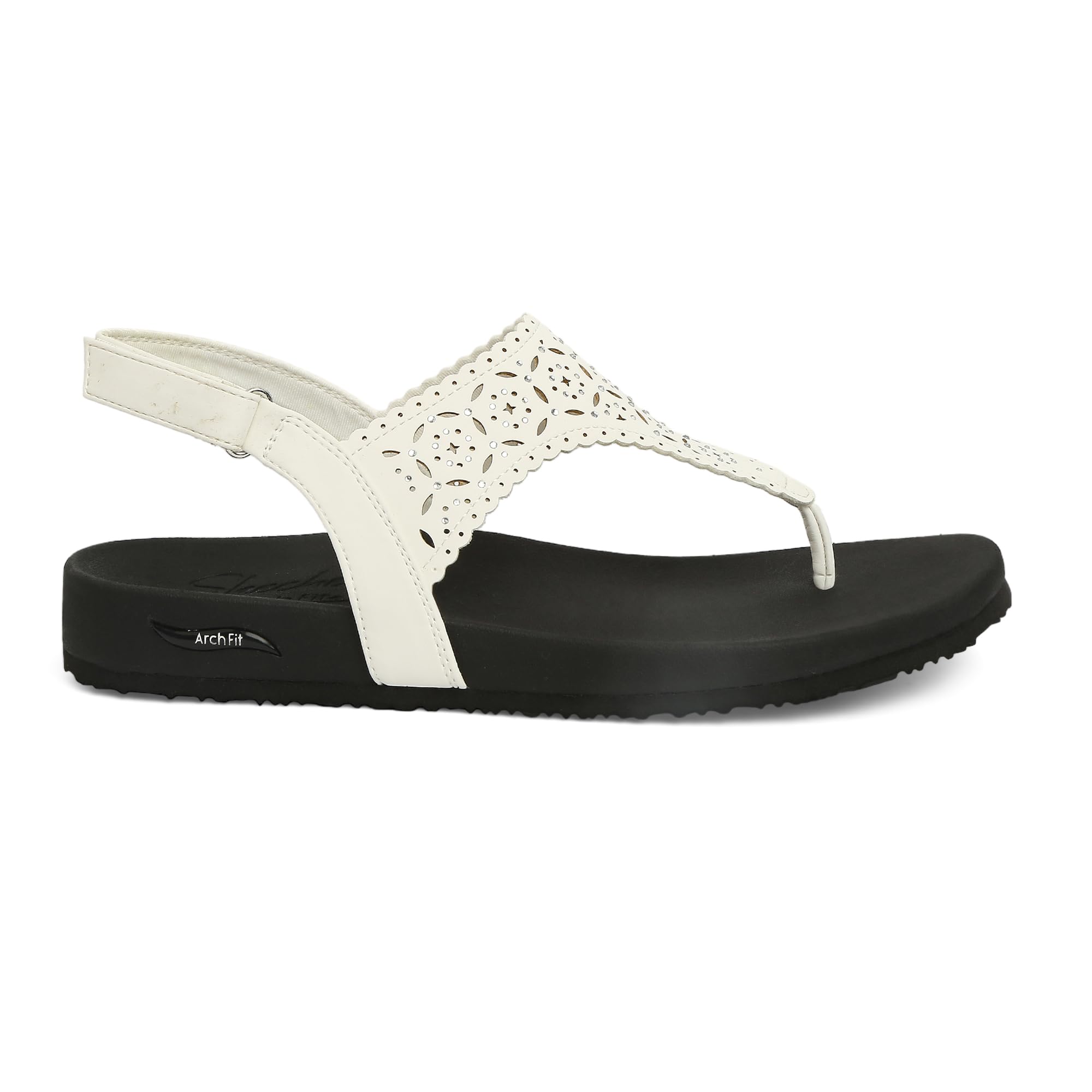 Skechers Womens Arch Fit Meditation Casual Sandals Vegan Synthetic Upper With Rhinestone Embellishments White - 3 Uk (119402) (B0B9BJ1ZDF) Amazon Price History, Amazon Price Tracker