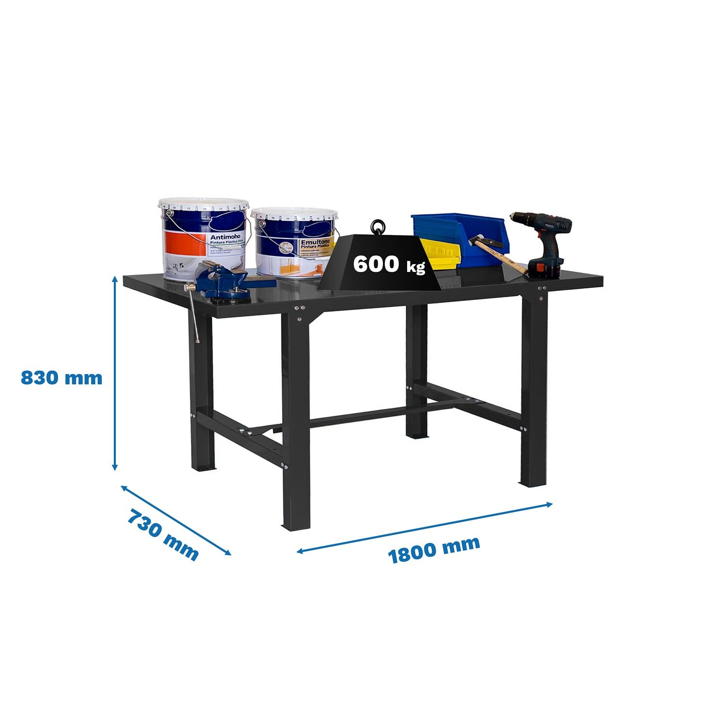 SimonRack Werkbank 600 kg Belastbarkeit, 83x180x73 cm, Große Arbeitsfläche Arbeitsfläche, Arbeitstisch, Antracite - BT6