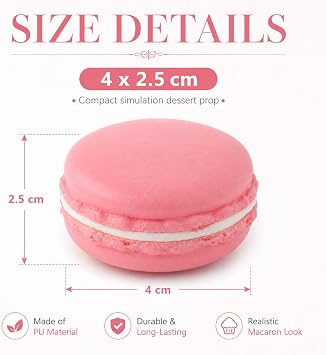Artificial Macaron Prop 4 x 4 x 2.5cm Pink, 1pc Fake Dessert