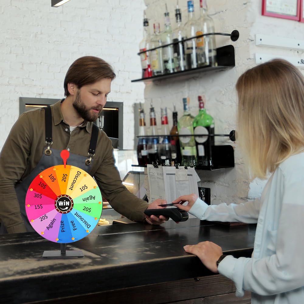 Roue de la Fortune, 30cm Roue de la Chance 14 Créneaux, Prize Wheel avec Gomme et Marqueur, Roues de Loterie, Prize Spinnings, pour Jeux de loterie, Jeux de Mots, Carnaval, Fête