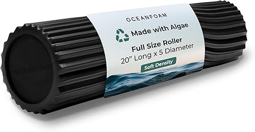 Oceanfoam Soft Tidal Roller (negro) - Rodillo de espuma de baja densidad para terapia física, dolor de espalda, ejercicio y estiramiento, textura