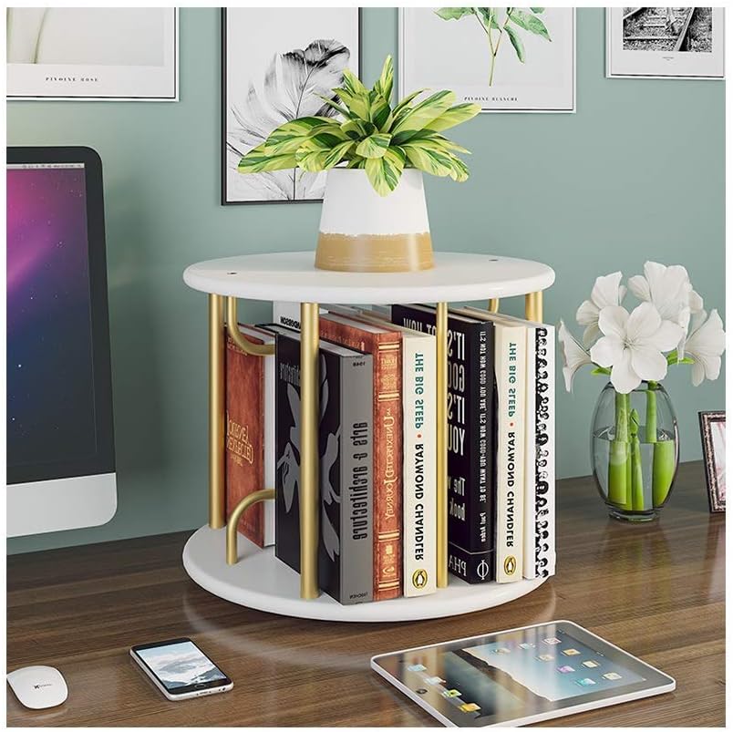 SpinShelf Rotating Desk Organizer with Countertop Bookcase