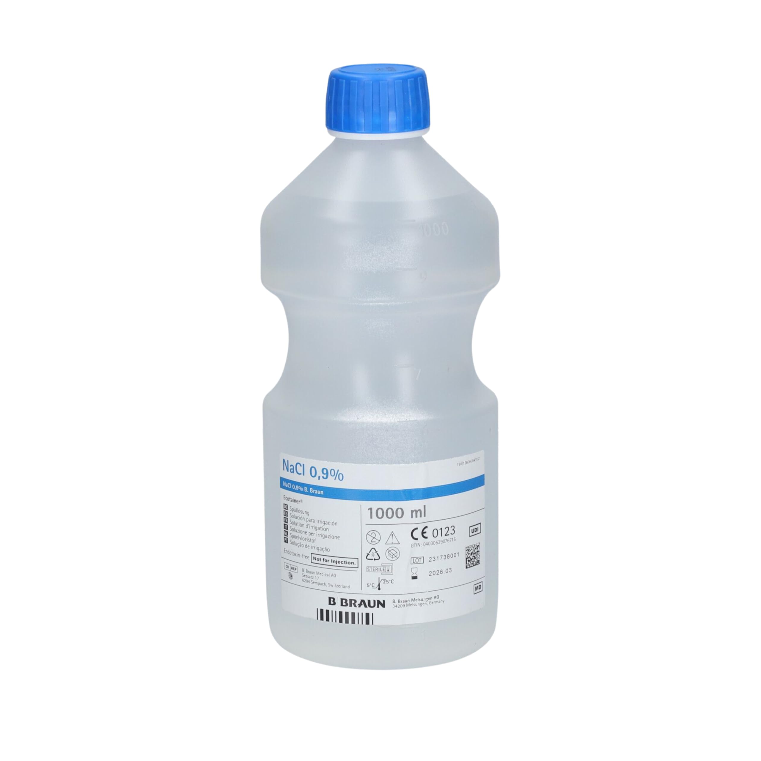 B-BRAUN | Siero Fisiologico | Fluidifica e Umidifica le Mucose Nasali | Elimina le Secrezioni | Permette il Risciacquo e il Trattamento delle Ferite | Idratazione delle Bende | Confezione da 2 x 1 L