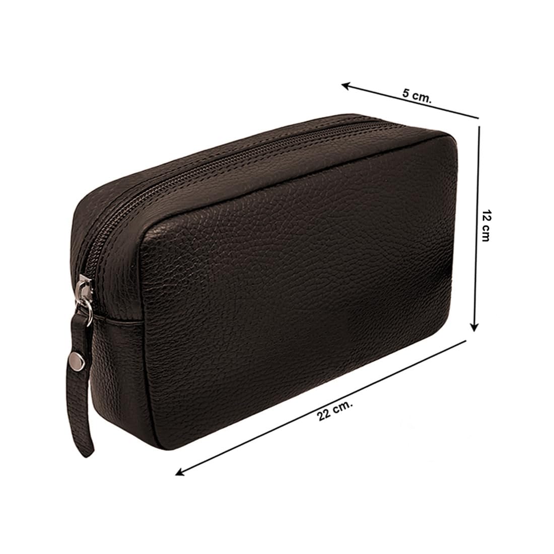 FAST WORLD SHOPPING Bolso de muñeca de piel auténtica, bolso de hombre con asa extraíble, riñonera de mano fabricada en Italia, bolsa con asa bajo los brazos, oficina, viaje casual, 22 x 12 x 5 cm