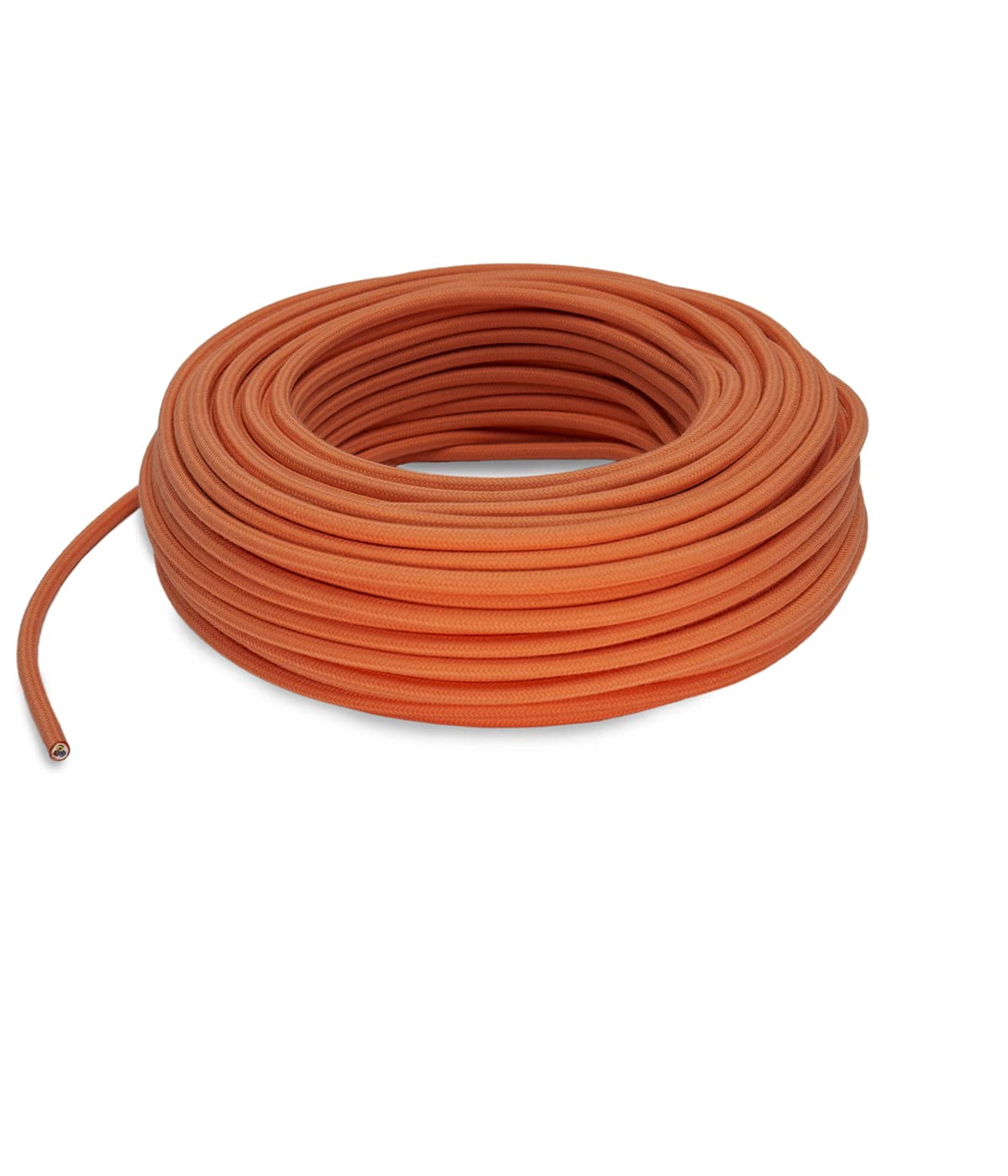 Cable textil para lámpara, cable de tela de 3 núcleos (3 x 0,75 mm²), color amarillo mandarina (15 metros)