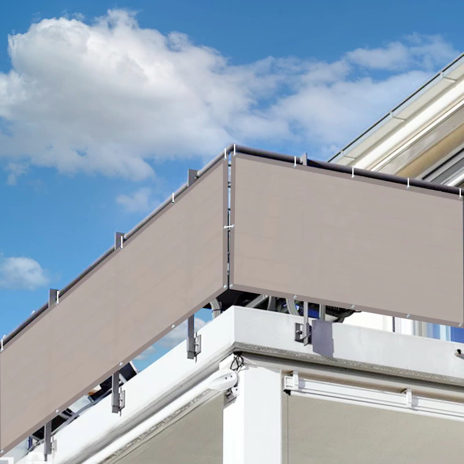 LOVE STORY Frangivista Balcono Schermi Divisori e Protettivi per Balconi Poliestere Impermeabile (PES) 1.2 x 6 m per Balcone da Giardino Esterno,Taupe